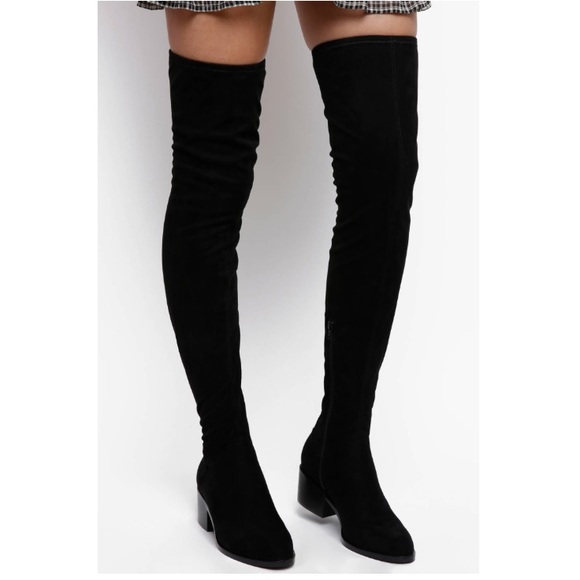 Steve Madden Shoes - [Steve Madden] Black Suede Over the Knee Boots